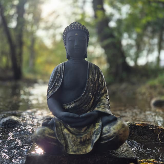 Betonowa Figura Ogrodowa Medytujący Budda Złoty