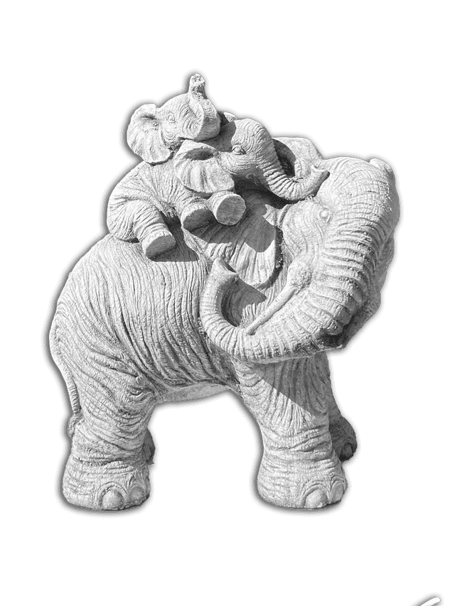 Słonica z małymi figurki z betonu