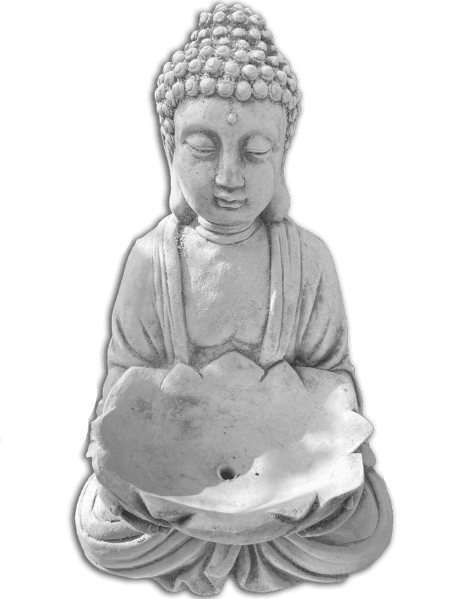 Budda z kwiatem, mała donica